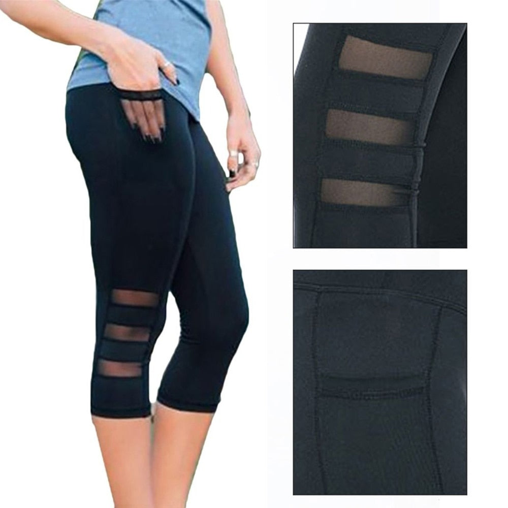 AlthleGlam Mesh Pocket Capri Leggings - High Waist & Breathable