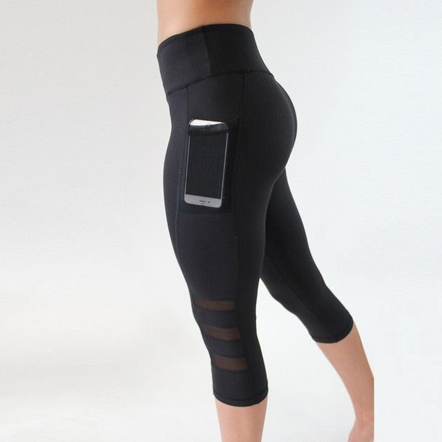 AlthleGlam Mesh Pocket Capri Leggings - High Waist & Breathable