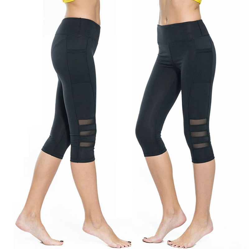 AlthleGlam Mesh Pocket Capri Leggings - High Waist & Breathable