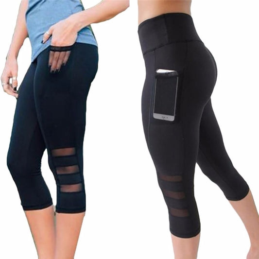 AlthleGlam Mesh Pocket Capri Leggings - High Waist & Breathable